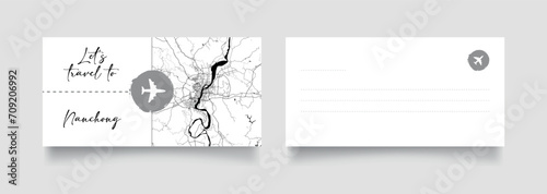 Travel Coupon to Asia China Nanchong postcard vector illustration