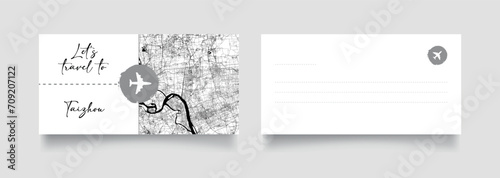 Travel Coupon to Asia China Taizhou Jiangsu postcard vector illustration
