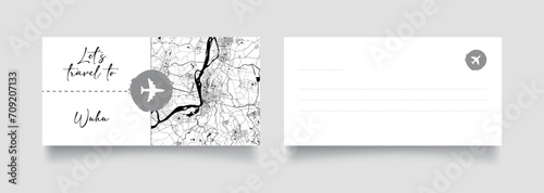 Travel Coupon to Asia China Wuhu postcard vector illustration