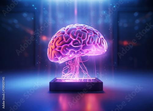 Human brain with neurons. Medical concept of studying the human brain. Development and training of the mind  idea. Background for advertising memory training.