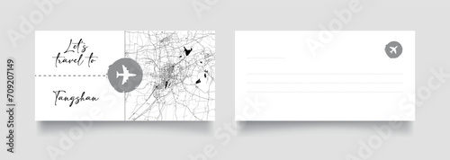 Travel Coupon to Asia China Tangshan postcard vector illustration