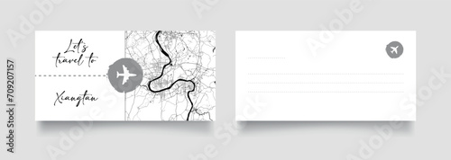 Travel Coupon to Asia China Xiangtan postcard vector illustration