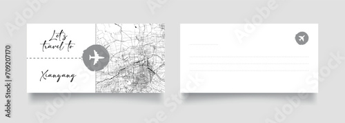 Travel Coupon to Asia China Xianyang postcard vector illustration