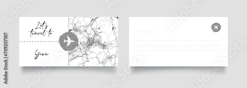 Travel Coupon to Asia China Yiwu postcard vector illustration
