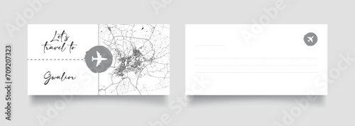 Travel Coupon to Asia India Gwalior postcard vector illustration