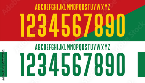 font vector team 2023-2024 kit sport style font. football style font with lines. portugal font world cup. ronaldo.sports style letters and numbers for soccer team