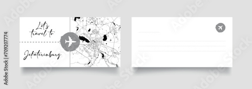Travel Coupon to Asia Russia Jekaterinburg Swerdlowsk postcard vector illustration