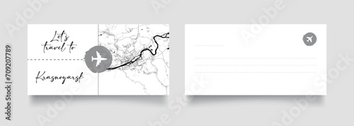 Travel Coupon to Asia Russia Krasnoyarsk postcard vector illustration