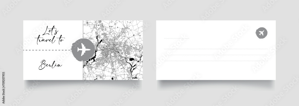 Travel Coupon to Europe Germany Berlin postcard vector illustration Travel Coupon to Europe Germany Berlin postcard vector illustration