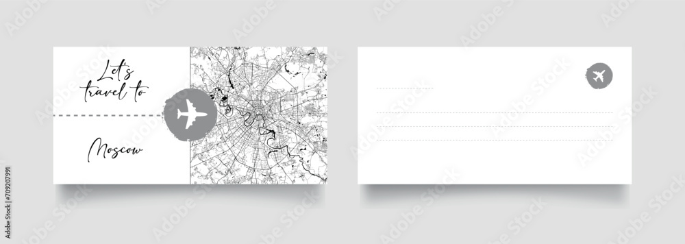 Travel Coupon to Europe Russia Moscow postcard vector illustration Travel Coupon to Europe Russia Moscow postcard vector illustration