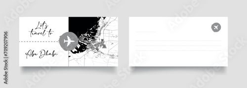 Travel Coupon to Asia United Arab Emirates Abu Dhabi postcard vector illustration