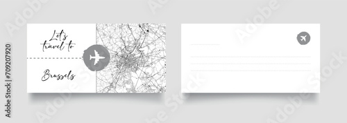 Travel Coupon to Europe Belgium Brussels postcard vector illustration
