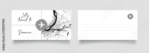Travel Coupon to Europe Russia SamaraÿKuybyshev postcard vector illustration