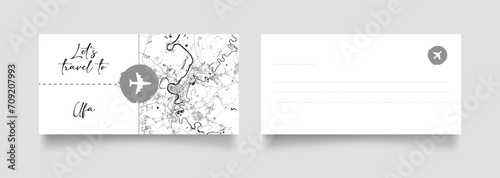 Travel Coupon to Europe Russia Ufa postcard vector illustration
