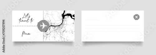 Travel Coupon to Europe Russia Perm postcard vector illustration