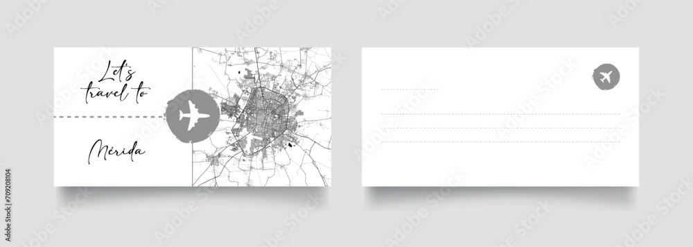 Travel Coupon to North America Mexico Merida postcard vector illustration Travel Coupon to North America Mexico Merida postcard vector illustration