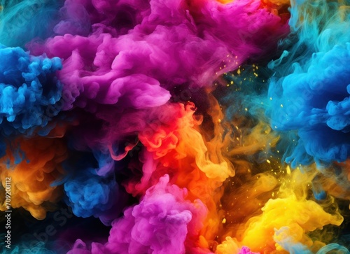 Multi-colored cloud  explosion of colors  colored smoke - seamless pattern. Abstract bright artistic background  wallpaper  texture for textile.