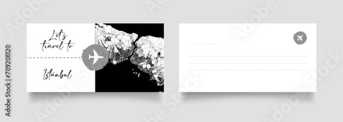 Travel Coupon to Europe Turkey Istanbul postcard vector illustration