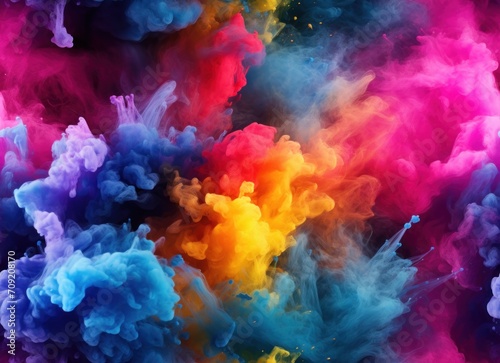 Multi-colored cloud, explosion of colors, colored smoke - seamless pattern. Abstract bright artistic background, wallpaper, texture for textile.
