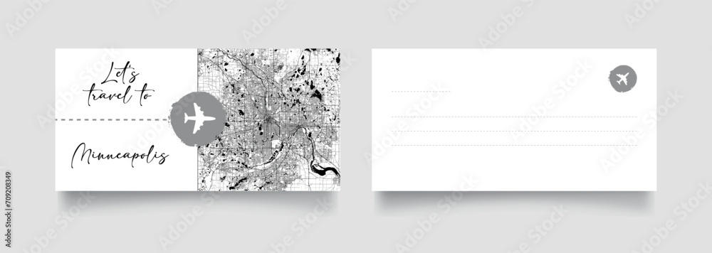 Travel Coupon to North America United States Minneapolis postcard vector illustration