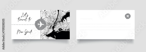 Travel Coupon to North America United States New York postcard vector illustration