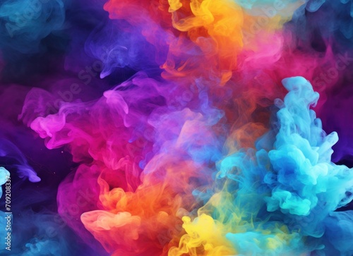 Multi-colored cloud, explosion of colors, colored smoke - seamless pattern. Abstract bright artistic background, wallpaper, texture for textile. © Black Design