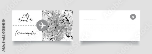 Travel Coupon to North America United States Minneapolis postcard vector illustration