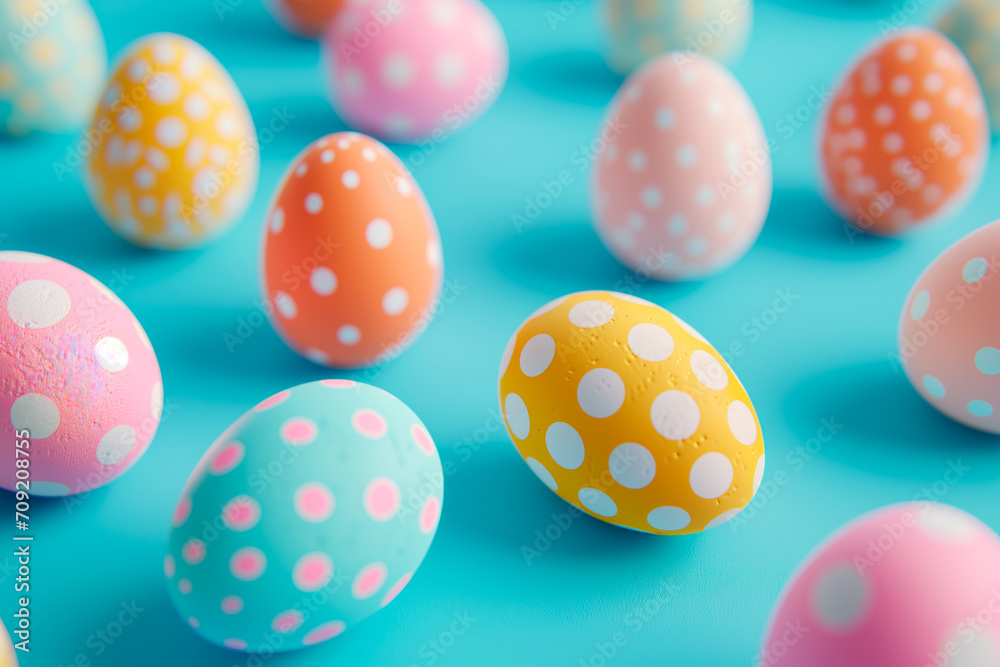 easter eggs on blue