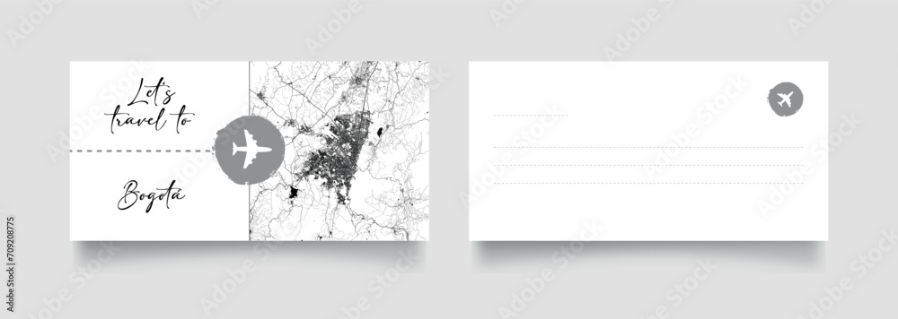 Travel Coupon to South America Colombia Bogota postcard vector illustration