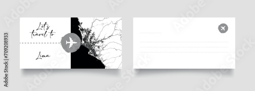 Travel Coupon to South America Peru Lima postcard vector illustration