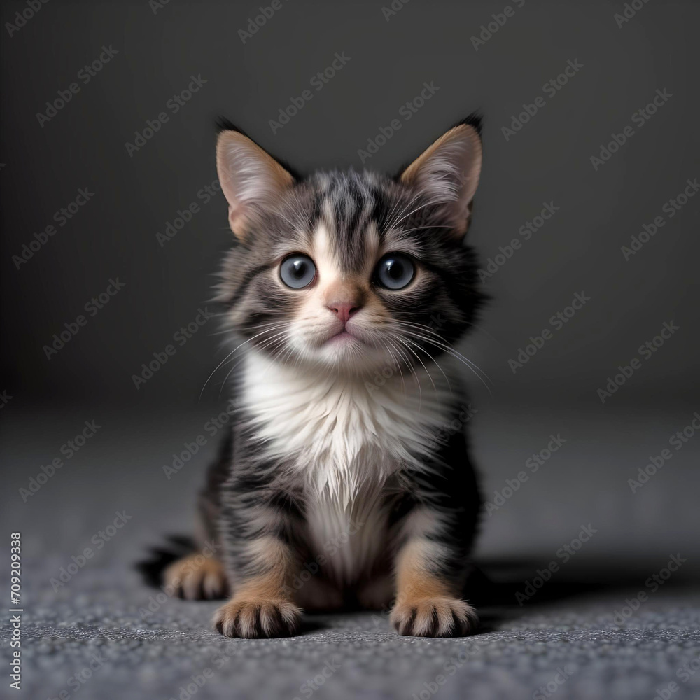 close up on a cute kitten. generative ai