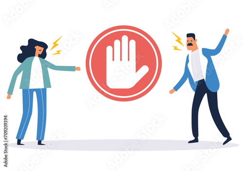 Stop bully abuse violence aggression concept banner. Vector graphic design isolated illustration