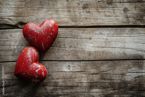 Valentine s Day hearts on wooden background
