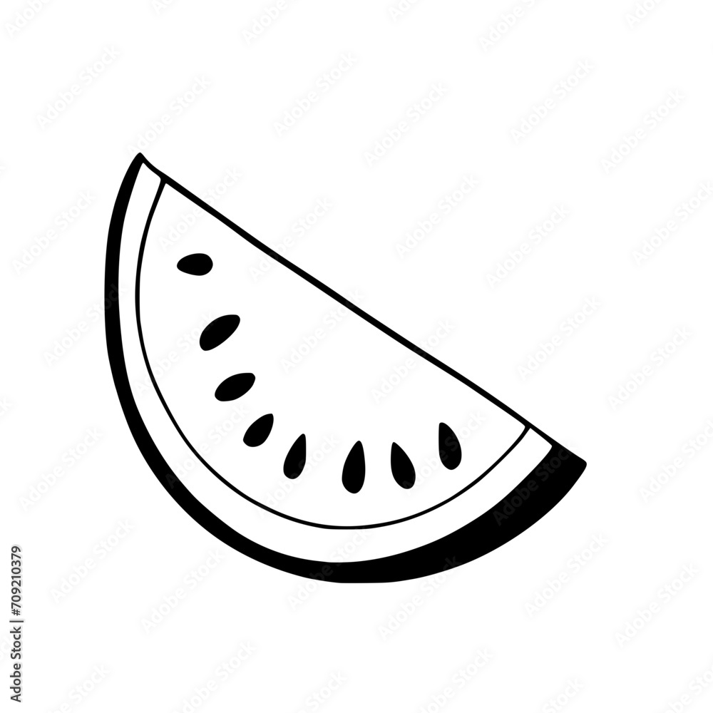 Slice of a Watermelon SVG Black and White Illustration Art Generative AI. Slice of a Watermelon SVG Black and White Illustration Art Generative AI.