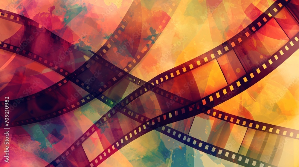 Vibrant abstract backdrop featuring film reel.