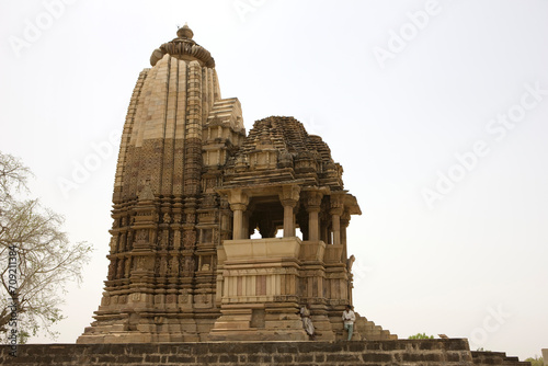 India temples of Khajuraho on a cloudy autumn day