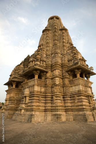 India temples of Khajuraho on a cloudy autumn day