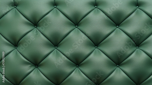 
Seamless light pastel dark green diamond tufted upholstery background texture. Abstract soft puffy quilted sofa cushions panoramic pattern, generative AI