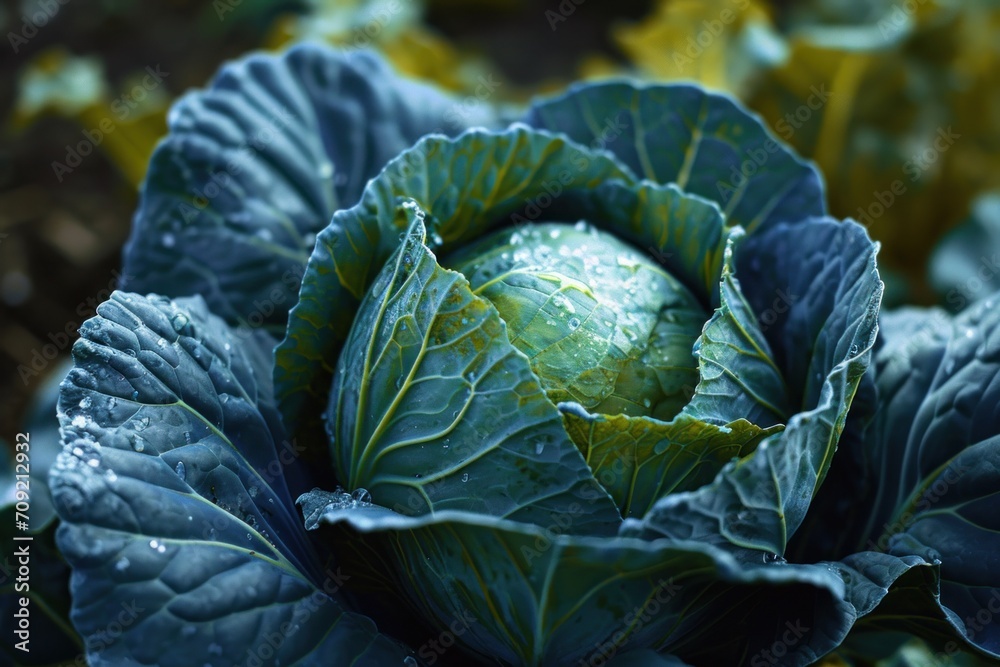 Fototapeta premium head of cabbage on the field