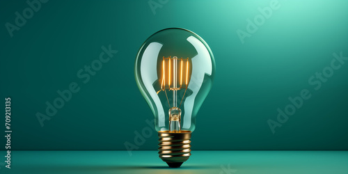 Glowing light bulb on gradient background