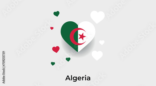 Algeria flag heart shape with additional hearts icon vector illustration