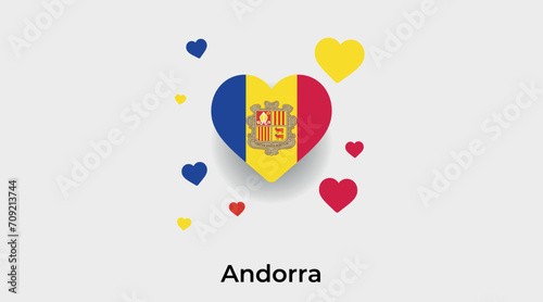 Andorra flag heart shape with additional hearts icon vector illustration