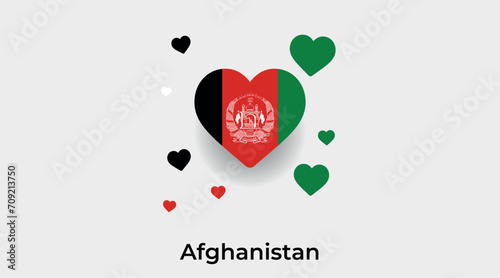 Afghanistan flag heart shape with additional hearts icon vector illustration