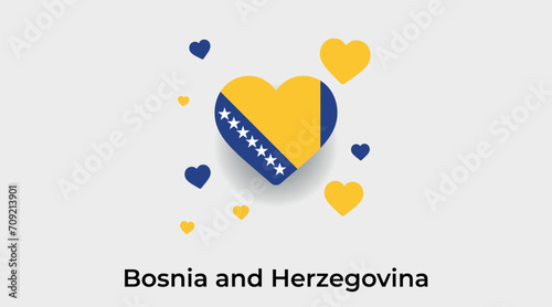 Bosnia and Herzegovina flag heart shape with additional hearts icon vector illustration