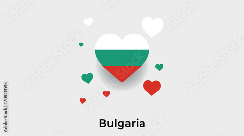 Bulgaria flag heart shape with additional hearts icon vector illustration