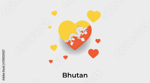 Bhutan flag heart shape with additional hearts icon vector illustration