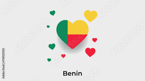 Benin flag heart shape with additional hearts icon vector illustration