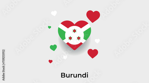 Burundi flag heart shape with additional hearts icon vector illustration