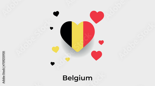 Belgium flag heart shape with additional hearts icon vector illustration