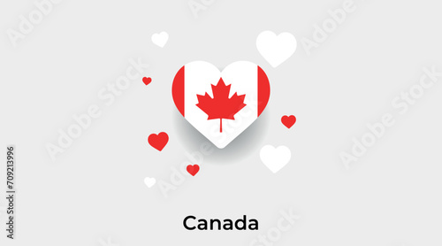 Canada flag heart shape with additional hearts icon vector illustration